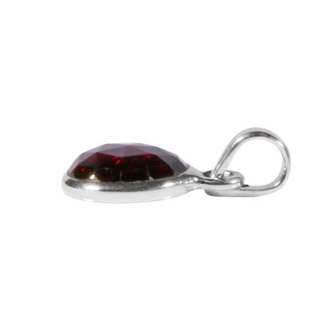 Zilveren hanger granaat (rhodoliet) | rond 1 cm