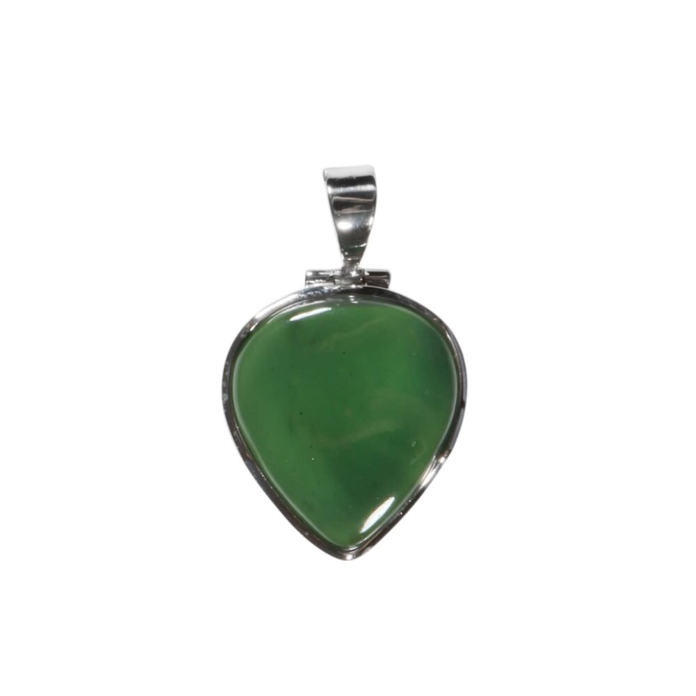Zilveren hanger jade | druppel 2,4 x 2,1 cm
