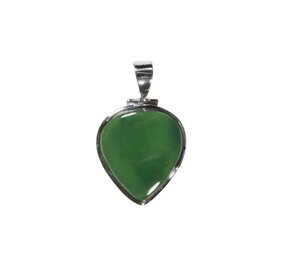 Zilveren hanger jade | druppel 2,4 x 2,1 cm