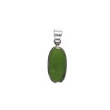 Zilveren hanger jade | ovaal 2,1 x 1,1 cm Zilveren hanger jade | ovaal 2,1 x 1,1 cm
