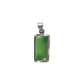 Zilveren hanger jade | rechthoek 2,1 x 1,1 cm Zilveren hanger jade | rechthoek 2,1 x 1,1 cm