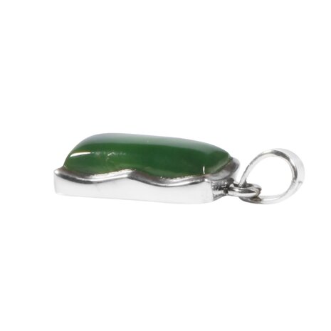 Zilveren hanger jade | rechthoek 2,1 x 1,1 cm
