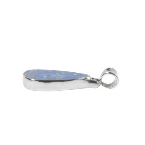 Zilveren hanger opaal (Australië) doublet | 1,9 x 1 cm