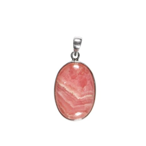 Zilveren hanger rhodochrosiet | ovaal 2,7 x 2,1 cm Zilveren hanger rhodochrosiet | ovaal 2,7 x 2,1 cm