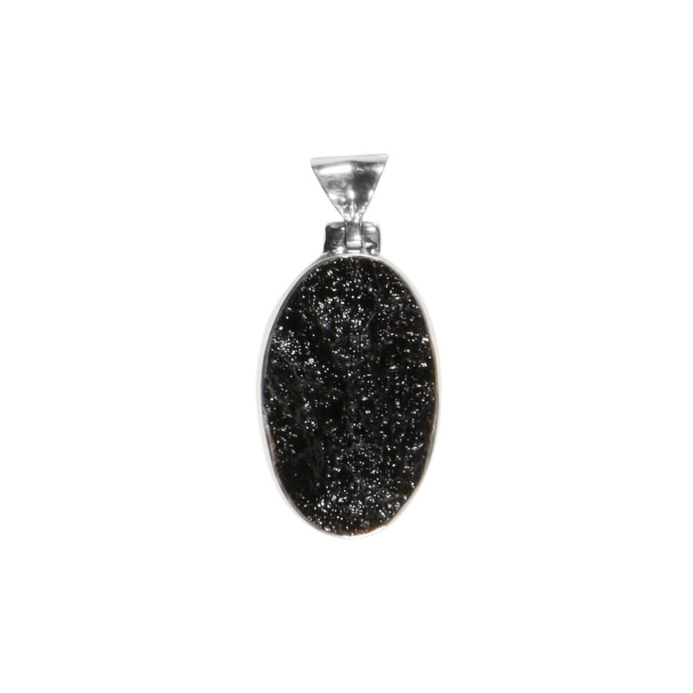 Zilveren hanger tektiet | ruw ovaal 2,5 x 1,5 cm