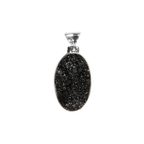 Zilveren hanger tektiet | ruw ovaal 2,5 x 1,5 cm