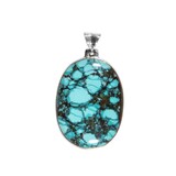 Zilveren hanger turkoois | ovaal 3,4 x 2,5 cm Zilveren hanger turkoois | ovaal 3,4 x 2,5 cm