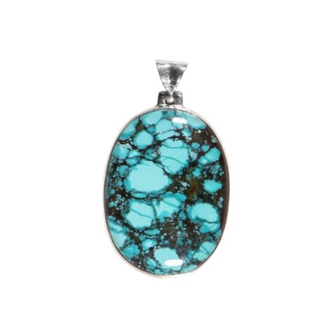Zilveren hanger turkoois | ovaal 3,4 x 2,5 cm