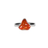 Zilveren ring opaal (vuur) maat 18 1/2 (verstelbaar) | 1 x 1 cm Zilveren ring opaal (vuur) maat 18 1/2 (verstelbaar) | 1 x 1 cm
