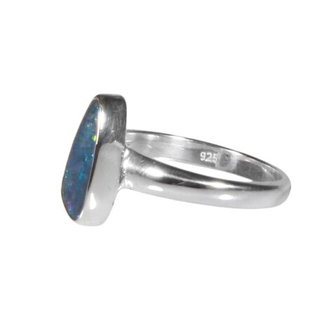 Zilveren ring opaal (Australië) doublet maat 18 | 1,2 x 0,5 cm Zilveren ring opaal (Australië) doublet maat 18 | 1,2 x 0,5 cm