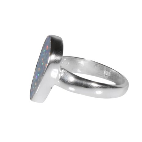 Zilveren ring opaal (Australië) doublet maat 16 1/2 | 1,5 x 0,8 cm Zilveren ring opaal (Australië) doublet maat 16 1/2 | 1,5 x 0,8 cm