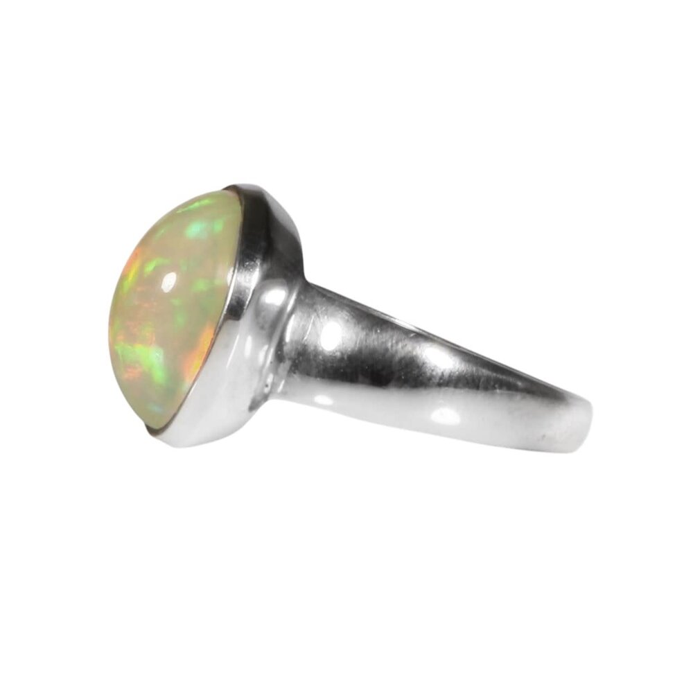 Zilveren ring opaal (edel) maat 19 | ovaal 1,4 x 1 cm