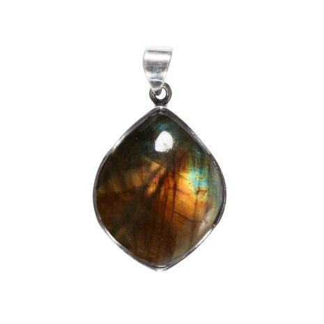 Zilveren hanger labradoriet | markies 2,9 x 2,3 cm