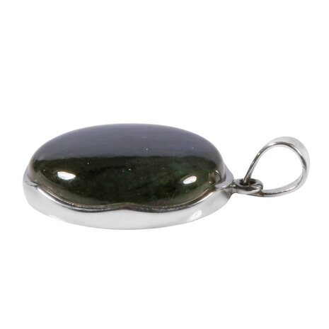 Zilveren hanger labradoriet | rond 2,8 cm