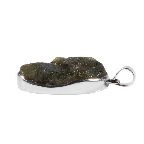 Zilveren hanger labradoriet | ovaal ruw 3,3 x 2,3 cm