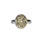 Zilveren ring pyriet maat 19 1/2 (verstelbaar) | ruw ovaal 1,4 x 1,1 cm Zilveren ring pyriet maat 19 1/2 (verstelbaar) | ruw ovaal 1,4 x 1,1 cm