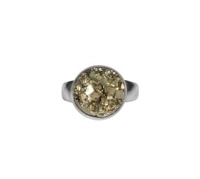 Zilveren ring pyriet maat 17 1/2 | ruw rond 1,2 cm