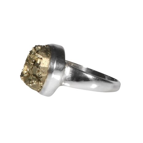 Zilveren ring pyriet maat 17 1/2 | ruw rond 1,2 cm