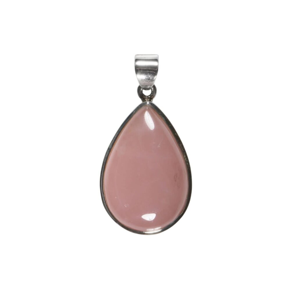 Zilveren hanger rozenkwarts | druppel 2,8 x 1,9 cm