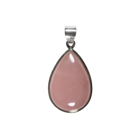 Zilveren hanger rozenkwarts | druppel 2,8 x 1,9 cm