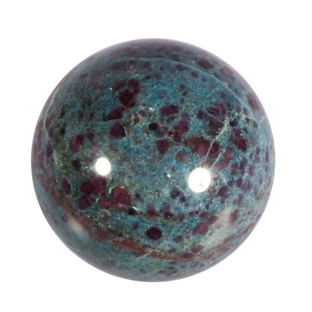 Robijn in kyaniet bol 65 mm | 511 gram