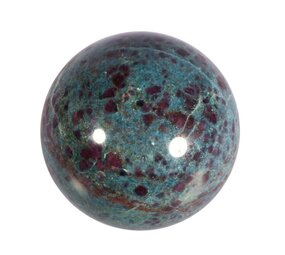 Robijn in kyaniet bol 65 mm | 511 gram Robijn in kyaniet bol 65 mm | 511 gram