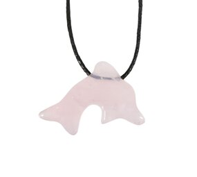 Rozenkwarts hanger dolfijn doorboord Rozenkwarts hanger dolfijn doorboord