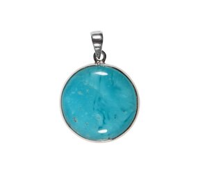 Zilveren hanger smithsoniet (blauw) | rond 2,4 cm Zilveren hanger smithsoniet (blauw) | rond 2,4 cm