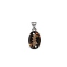 Zilveren hanger rookkwarts | ovaal facet gezet 1,8 x 1,2 cm Zilveren hanger rookkwarts | ovaal facet gezet 1,8 x 1,2 cm