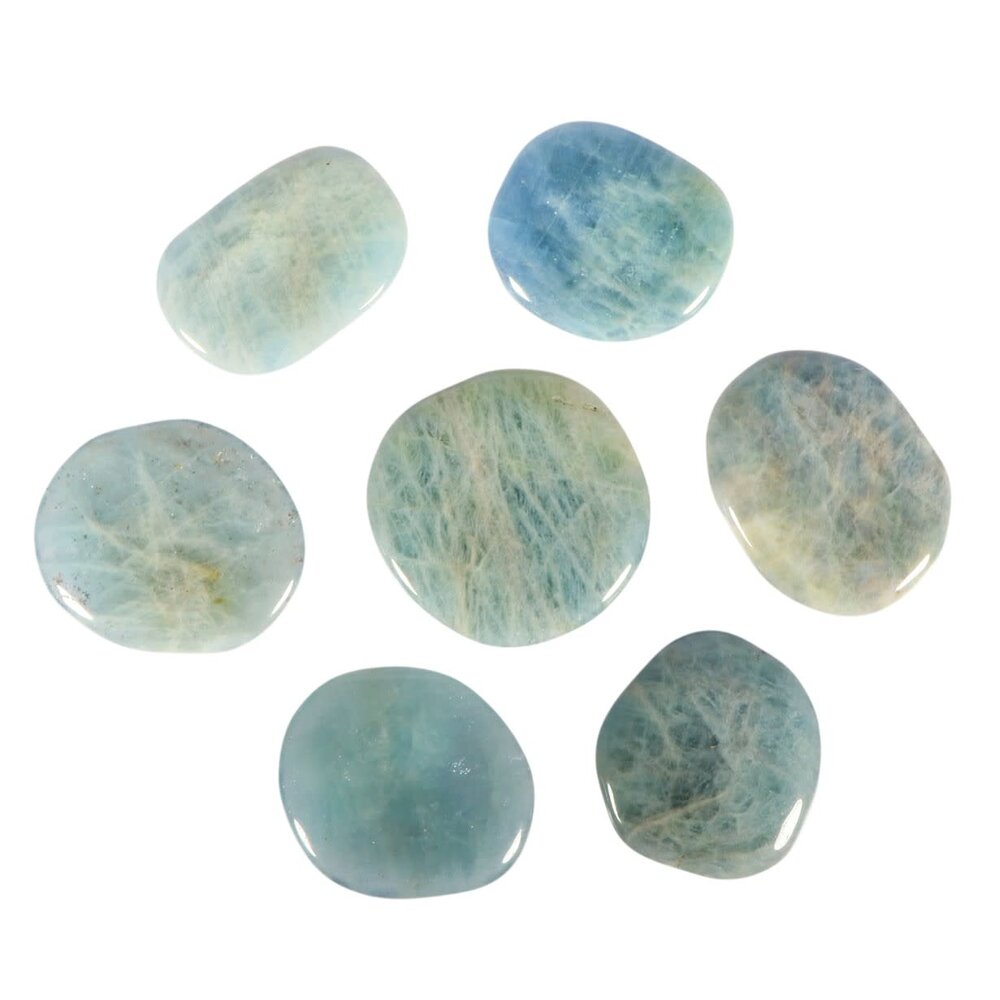 Aquamarijn (blauw) steen plat gepolijst Aquamarijn (blauw) steen plat gepolijst