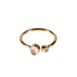 Gold filled ring rozenkwarts maat 18 (licht verstelbaar) | 2 cabochon stenen Gold filled ring rozenkwarts maat 18 (licht verstelbaar) | 2 cabochon stenen