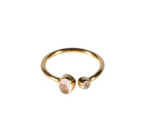 Gold filled ring rozenkwarts maat 18 (licht verstelbaar) | 2 cabochon stenen Gold filled ring rozenkwarts maat 18 (licht verstelbaar) | 2 cabochon stenen