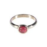 Zilveren ring toermalijn (roze) maat 20 | rond 5 mm