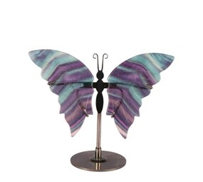 Fluoriet (multi) vlinder op standaard  9 x 12 cm