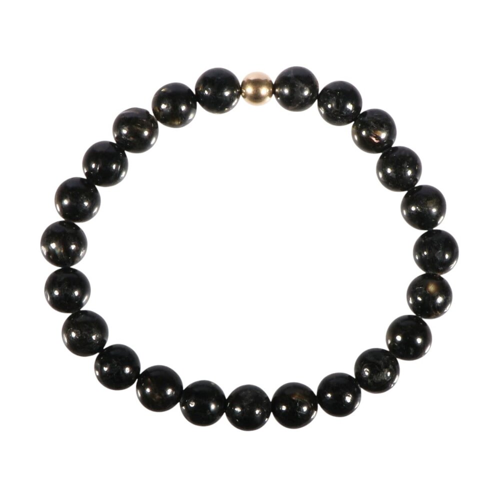 Nuummiet armband met 14k gouden kraal | 8 mm