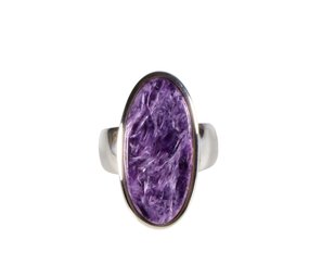 Zilveren ring charoiet maat 18 1/2 | ovaal 2,6 x 1,2 cm Zilveren ring charoiet maat 18 1/2 | ovaal 2,6 x 1,2 cm