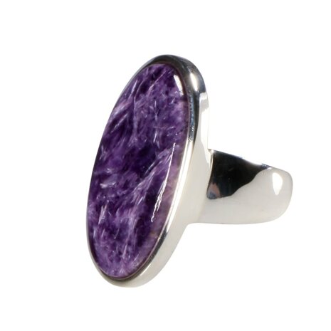 Zilveren ring charoiet maat 18 1/2 | ovaal 2,6 x 1,2 cm