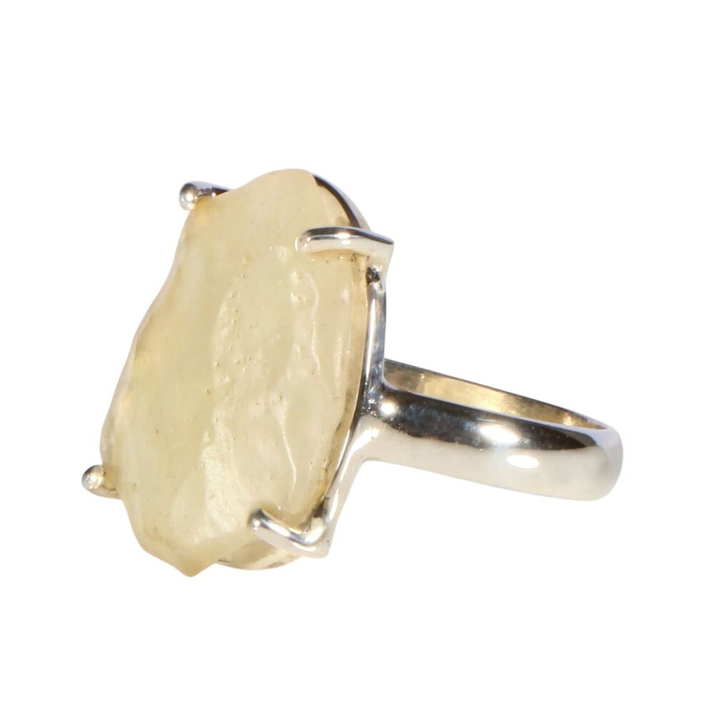 Zilveren ring Libisch woestijnglas maat 18 1/2 | gezet 2 x 1,6 cm