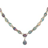 Zilveren ketting opaal (Australië) ovaal  7 x 4,7 mm Zilveren ketting opaal (Australië) ovaal  7 x 4,7 mm