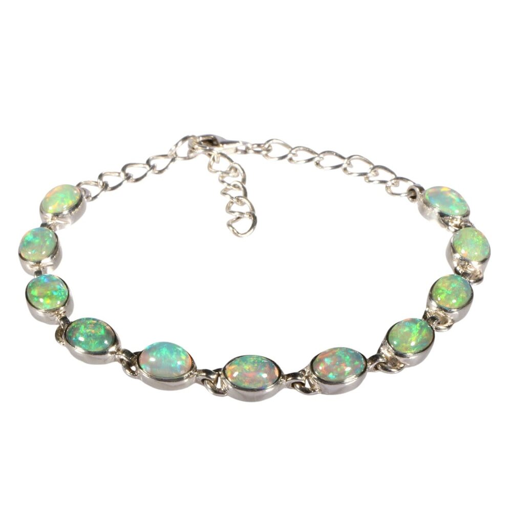 Zilveren armband opaal (edel) | ovaal 8 x 6 mm (1)