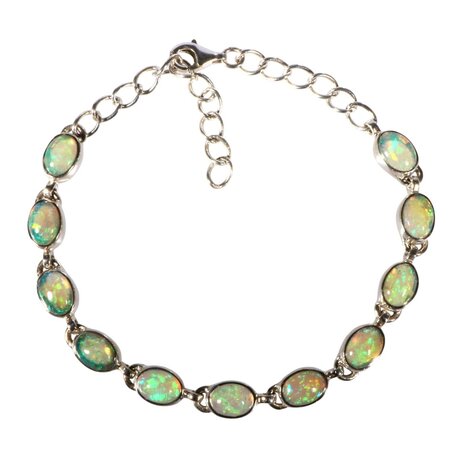 Zilveren armband opaal (edel) | ovaal 8 x 6 mm (1)