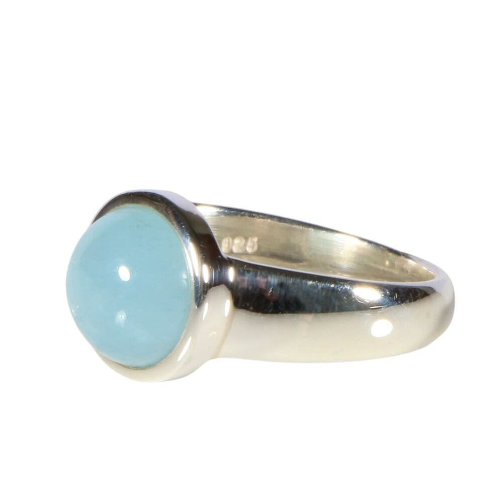 Zilveren ring aquamarijn maat 19 | rond 0,9 cm Zilveren ring aquamarijn maat 19 | rond 0,9 cm