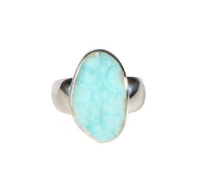 Zilveren ring chrysocolla (drusy) maat 17 3/4 | 2 x 1,2 cm