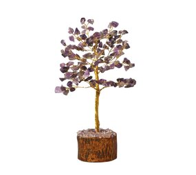 Amethist edelsteen boompje op hout 18 cm Amethist edelsteen boompje op hout 18 cm