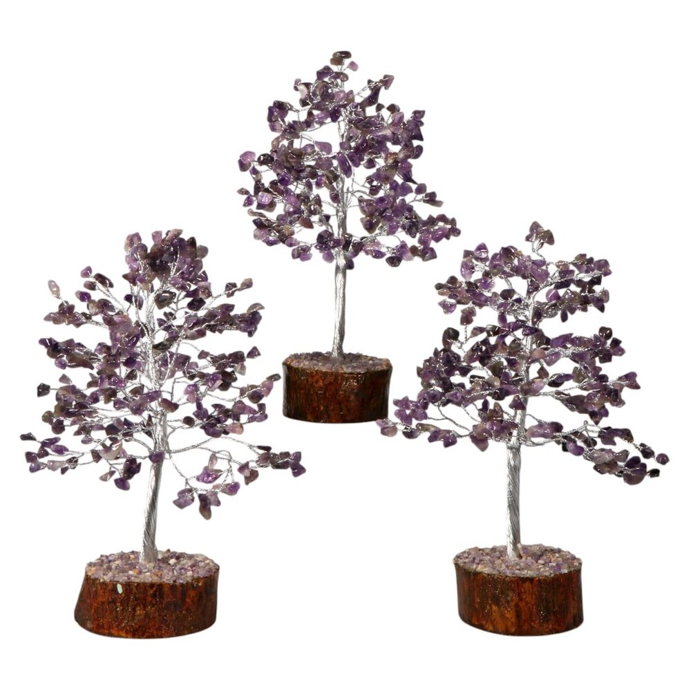 Amethist edelsteen boompje op hout 23 cm Amethist edelsteen boompje op hout 23 cm