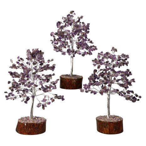 Amethist edelsteen boompje op hout 23 cm Amethist edelsteen boompje op hout 23 cm