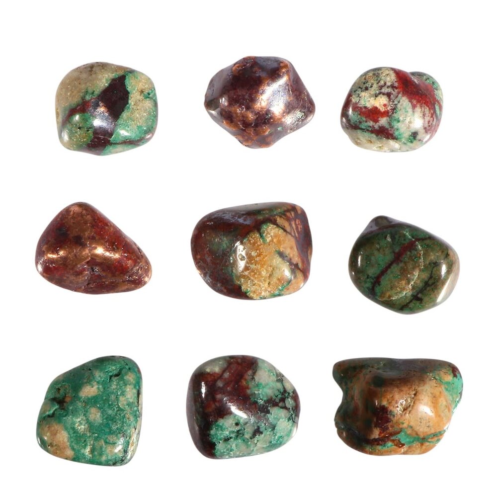 Chrysocolla met cupriet en koper steen getrommeld 10 - 20 gram Chrysocolla met cupriet en koper steen getrommeld 10 - 20 gram