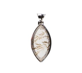 Zilveren hanger golden healer (limonietkwarts) | markies 2,9 x 1,5 cm