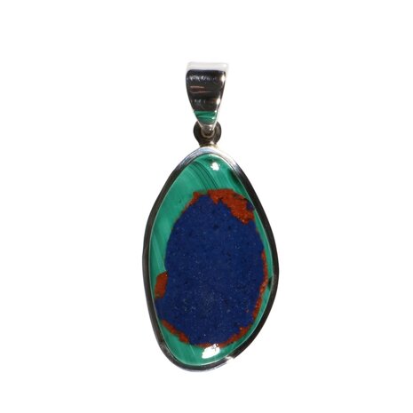 Zilveren hanger lapis lazuli met malachiet | 3 x 1,3 cm Zilveren hanger lapis lazuli met malachiet | 3 x 1,3 cm
