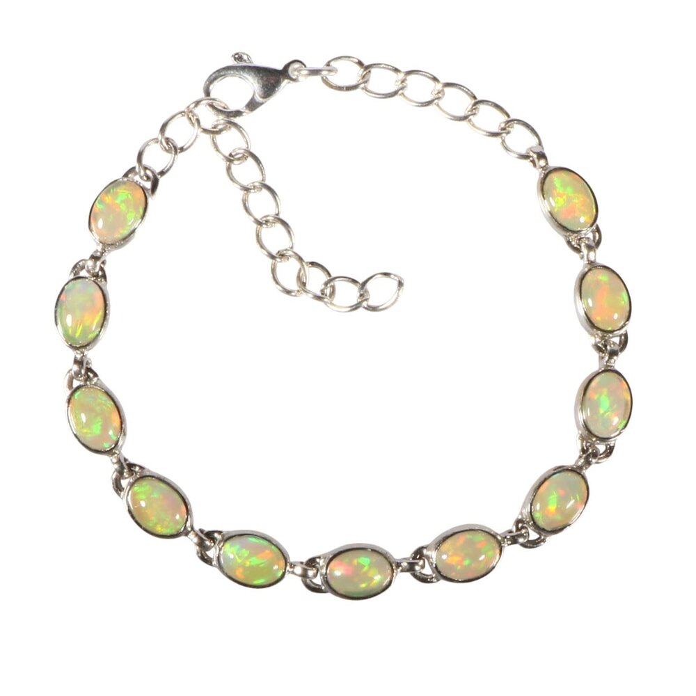 Zilveren armband opaal (edel) | ovaal 8 x 6 mm (2)